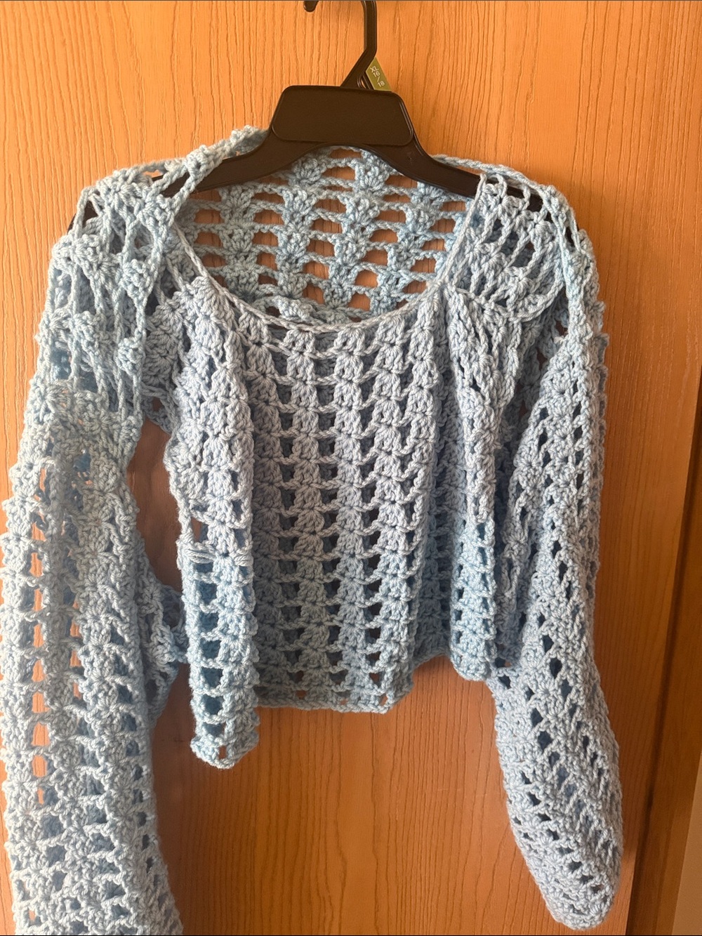 Light Blue Crocheted Women's Sweater